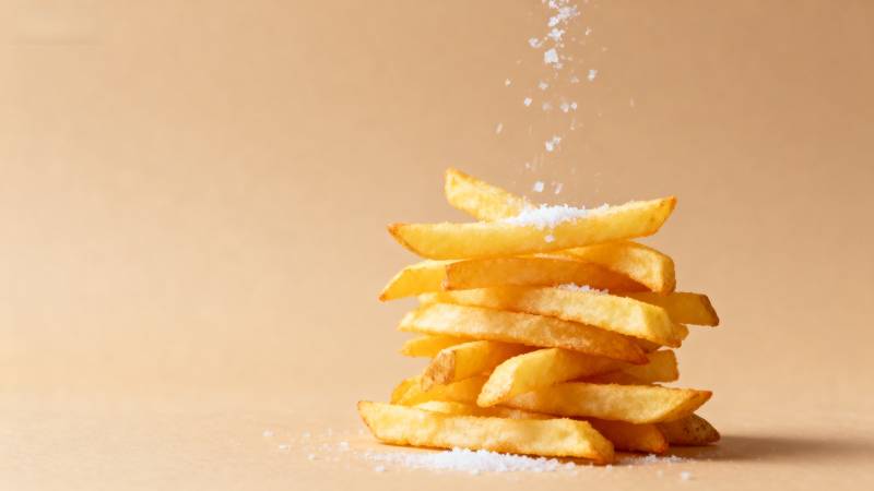 薯条撒盐瞬间图片