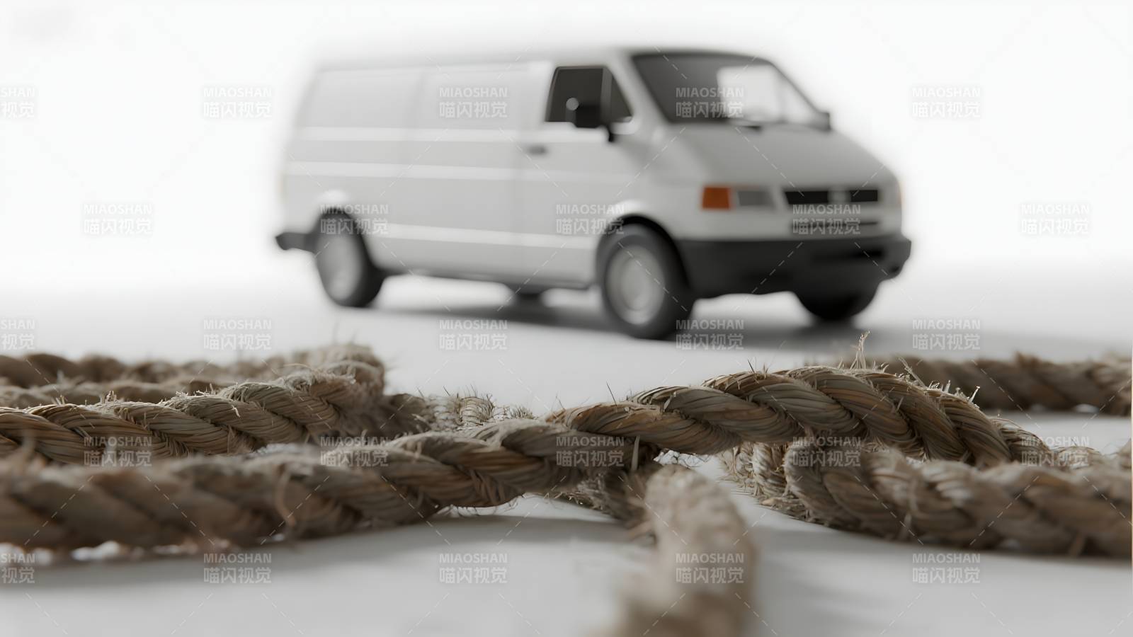 绳索与白色货车图片