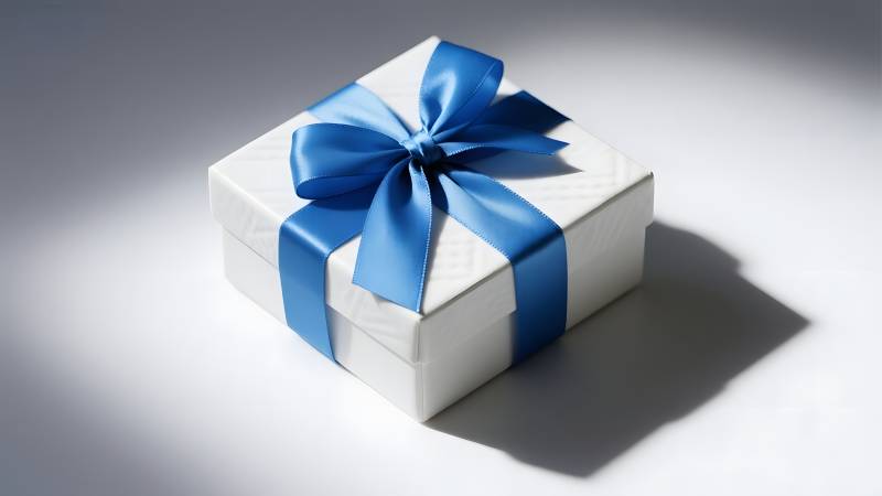 蓝丝带礼盒图片