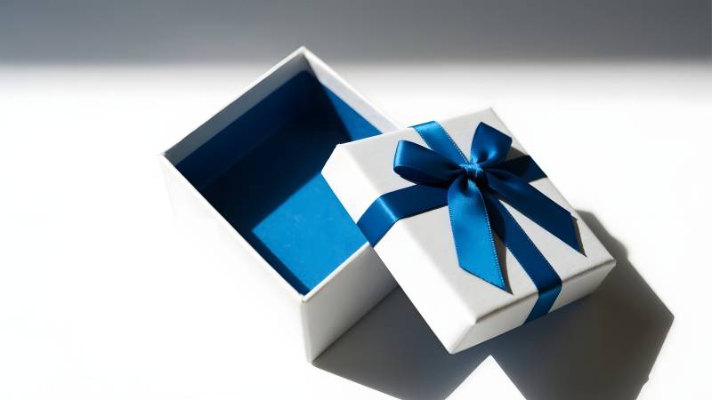 蓝色丝带礼盒图片