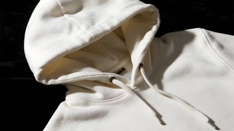 白色连帽卫衣特写图片