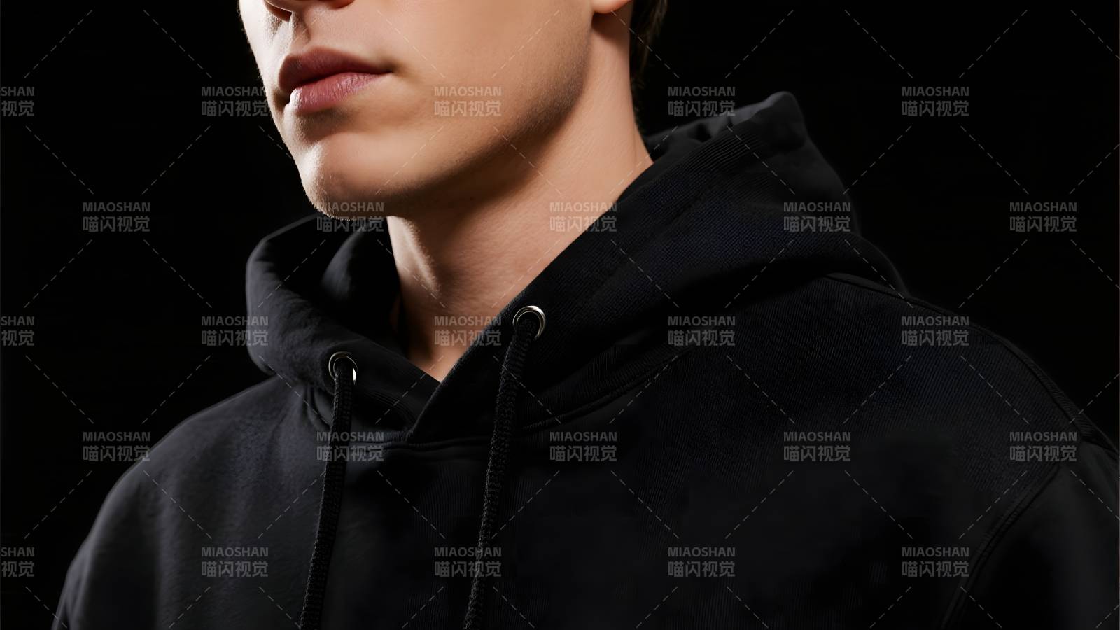 黑色连帽衫特写图片