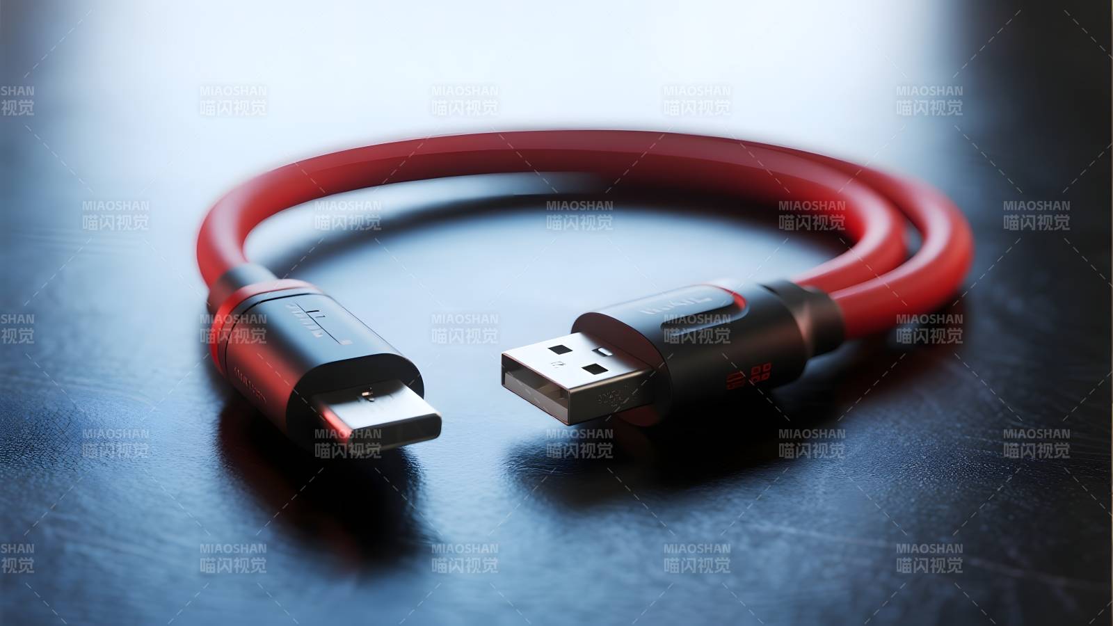 红色USB数据线图片