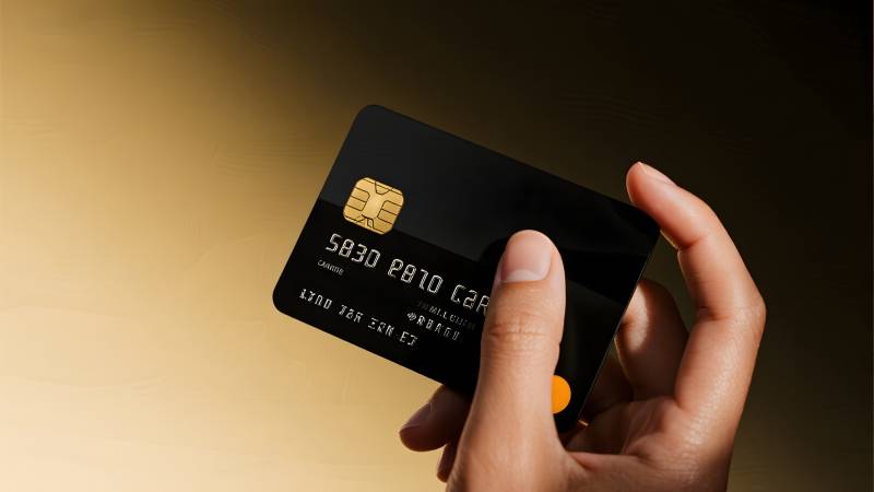 手持黑色信用卡图片