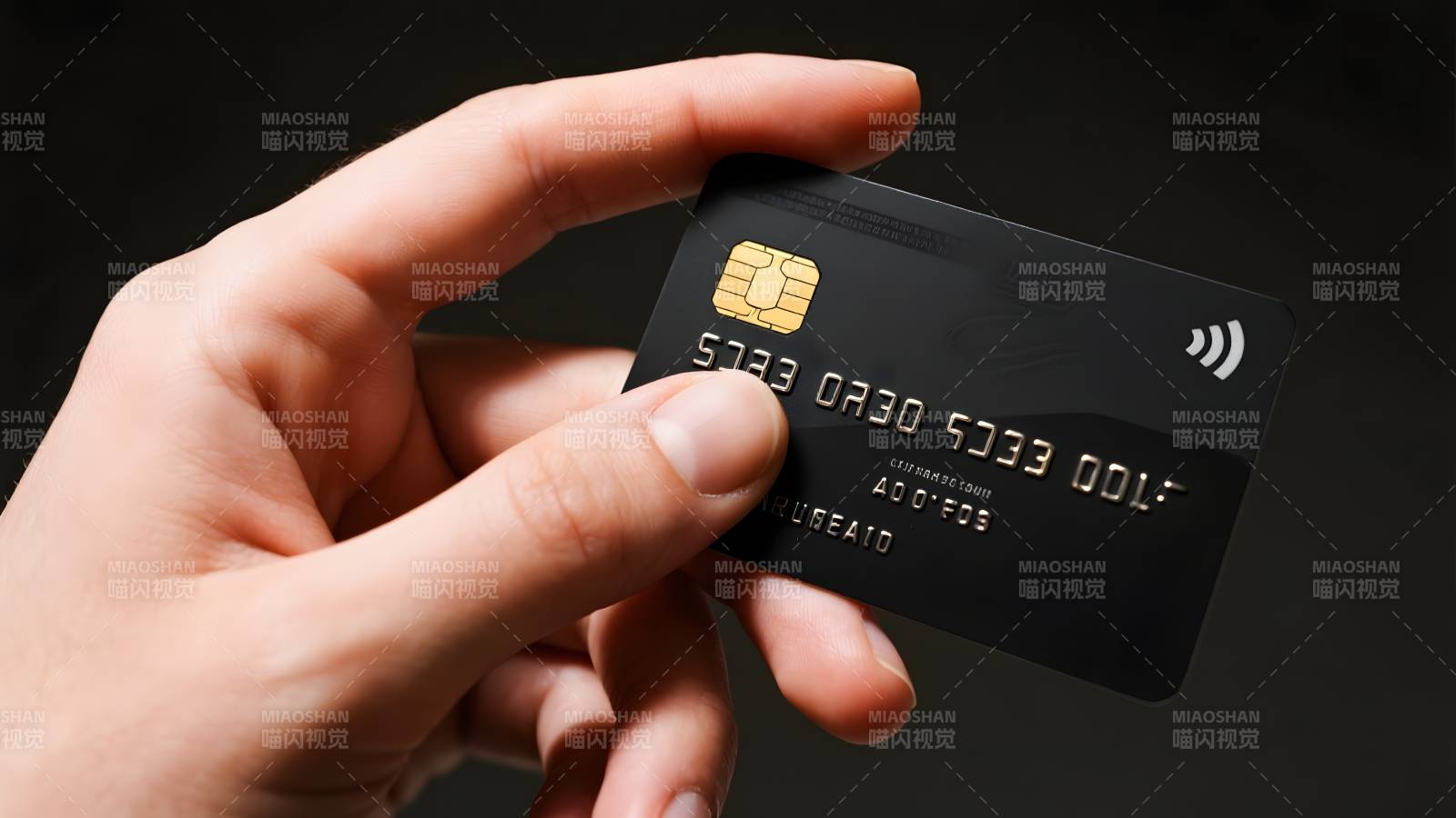 手持黑色信用卡图片