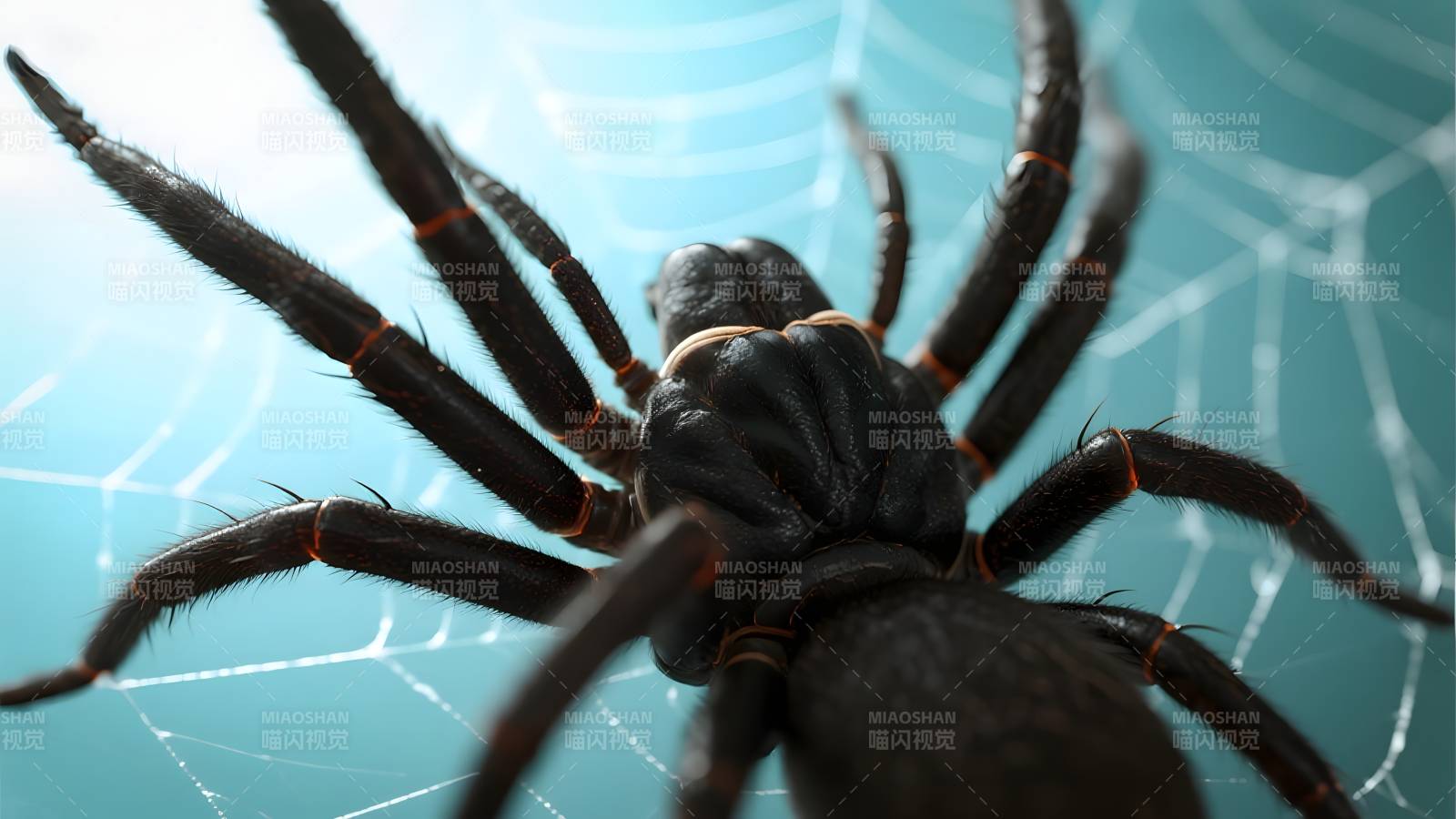 蛛网中的黑蜘蛛图片