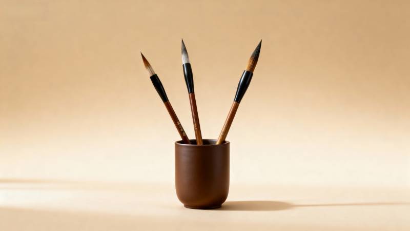 笔筒三支毛笔图片