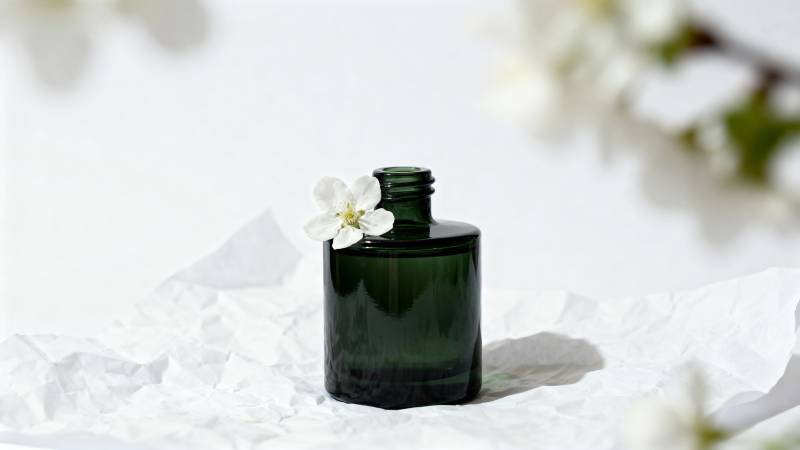 绿瓶白花静谧美图片