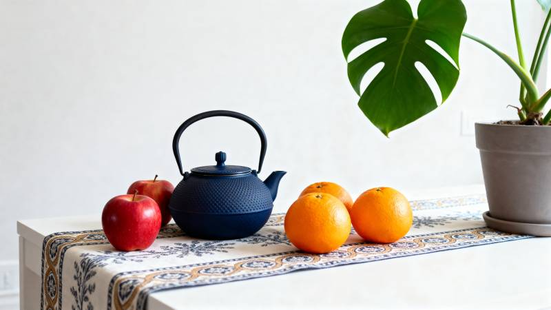 茶壶水果与绿植图片