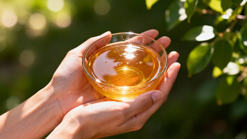 手中捧着金黄液体图片