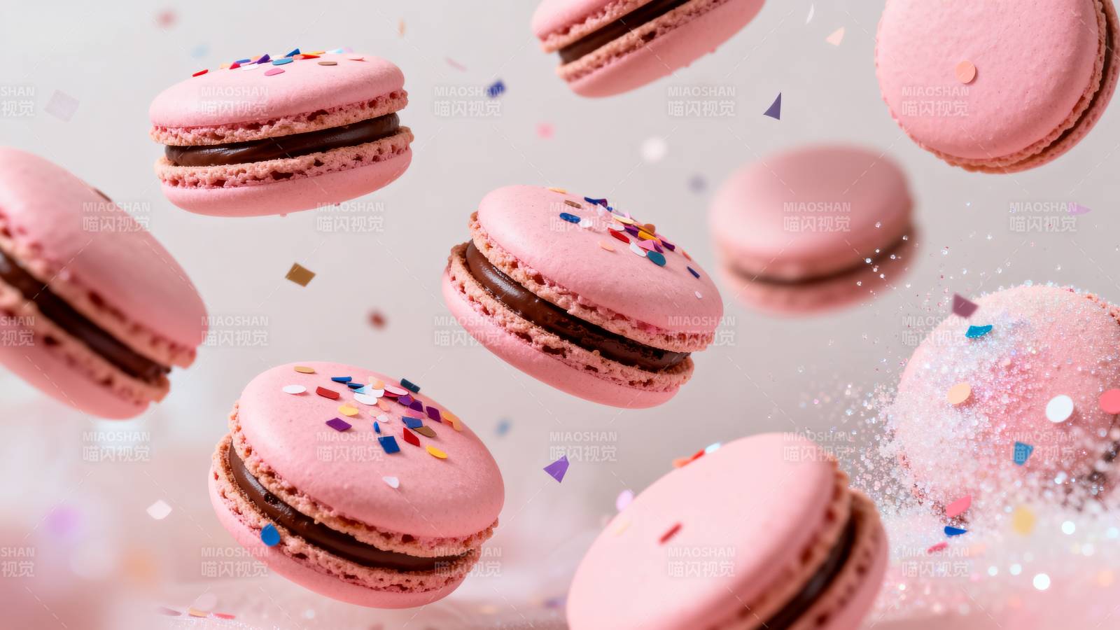 粉色马卡龙飞舞图片