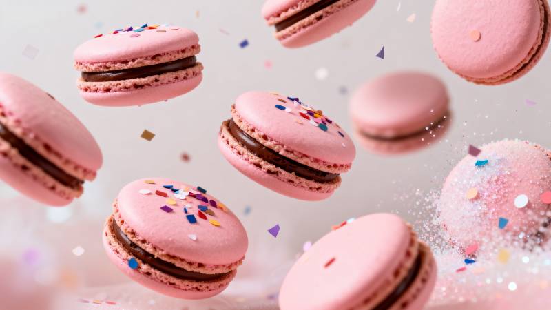 粉色马卡龙飞舞图片