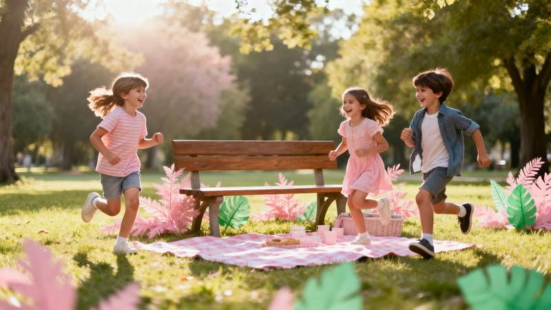 公园里的欢乐奔跑图片