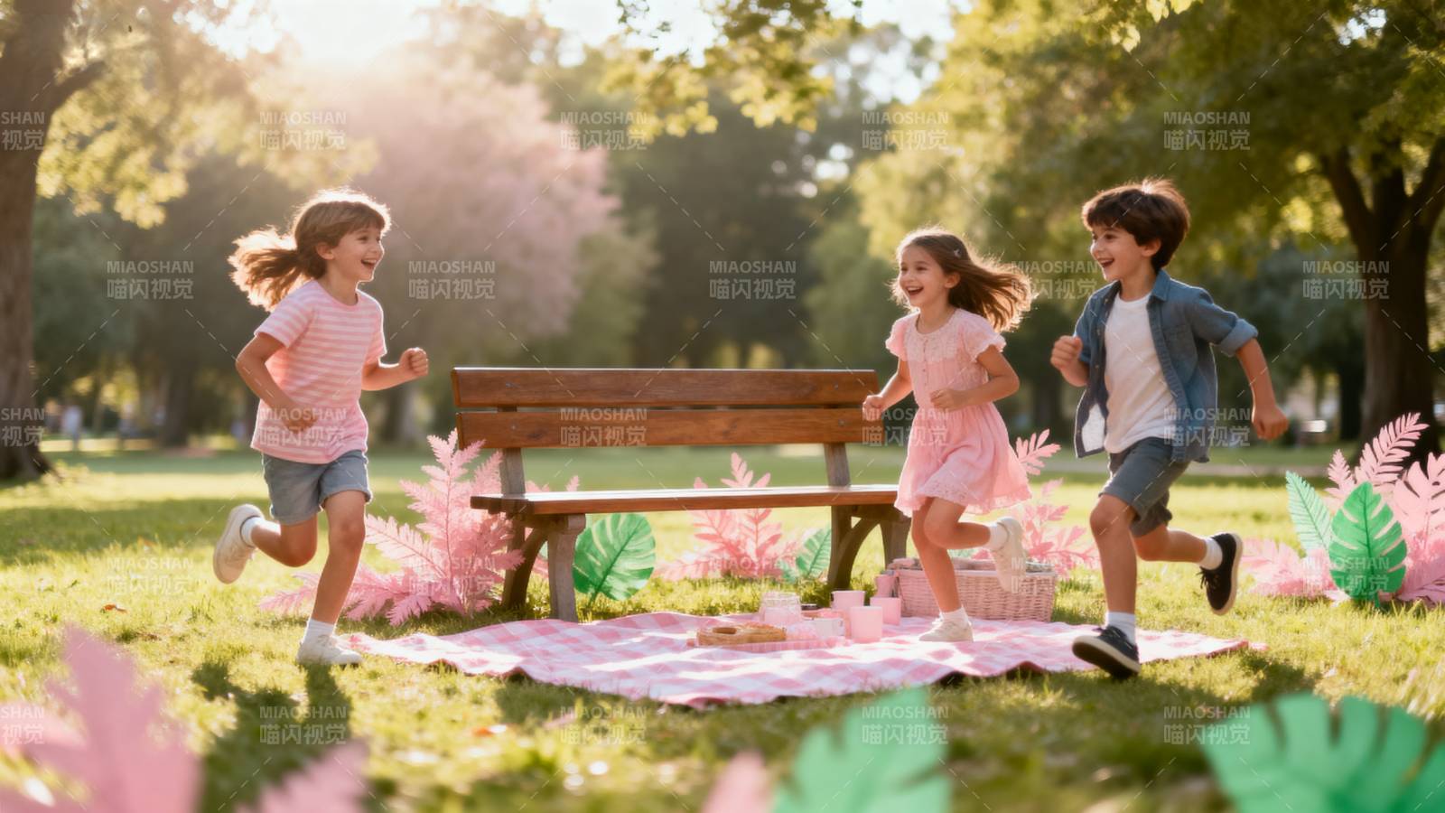 公园里的欢乐奔跑图片