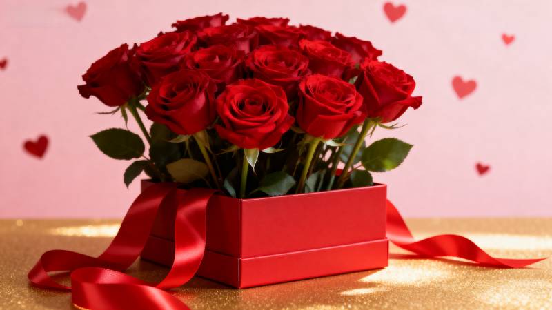 红玫瑰礼盒图片