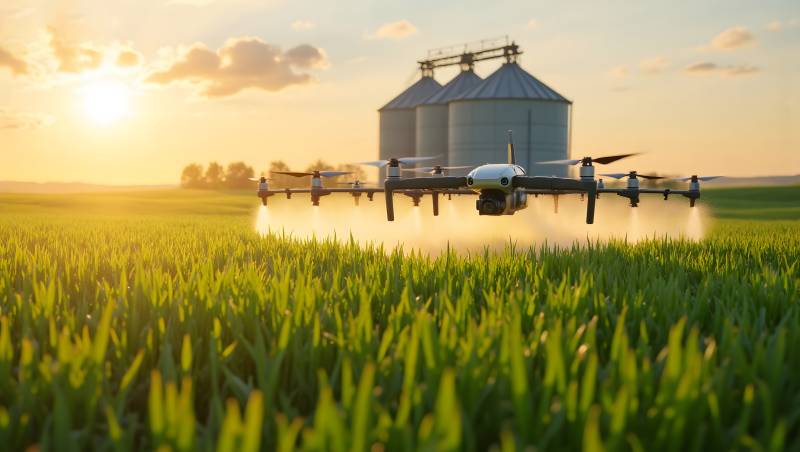 无人机农田喷洒图片