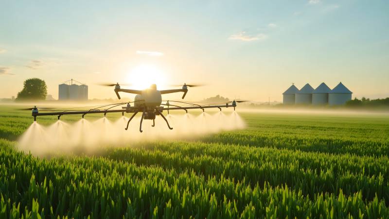 无人机喷洒农田图片