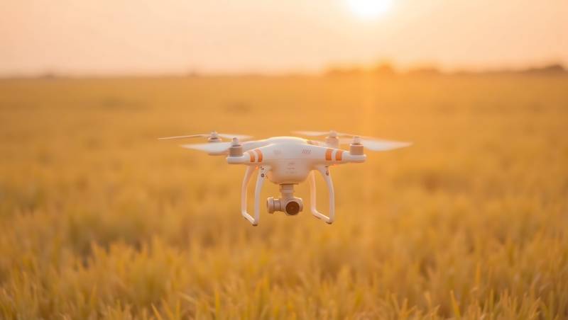 无人机飞越麦田图片