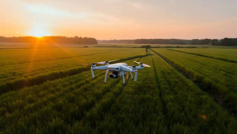 无人机翱翔田野图片