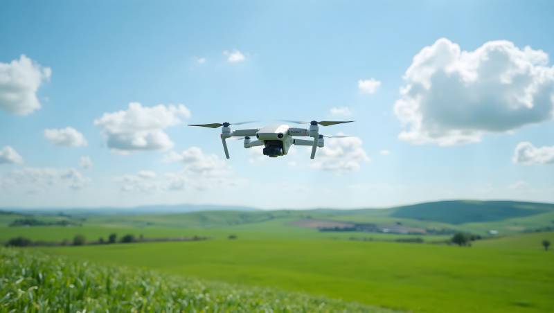 无人机翱翔田野图片