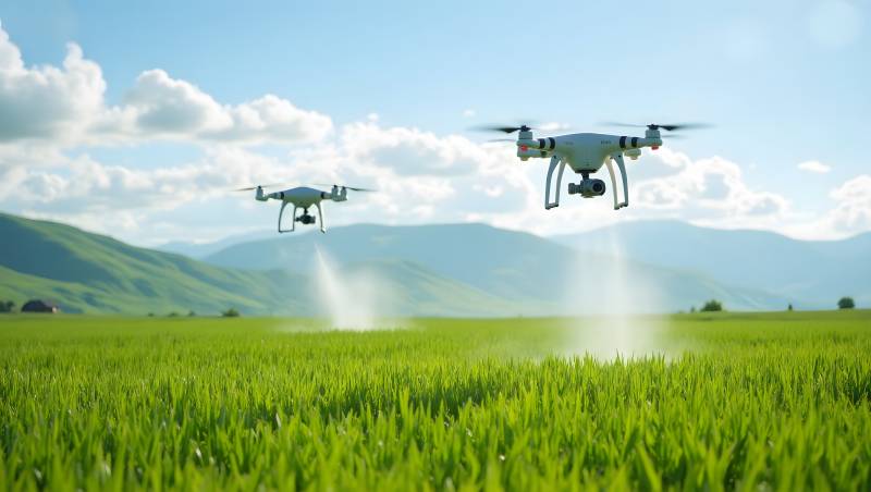 无人机农田喷洒图片