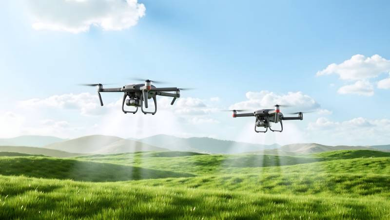 无人机喷洒农田图片