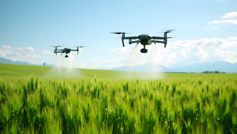无人机农田喷洒图片