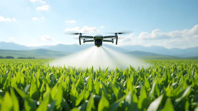 无人机喷洒农田图片