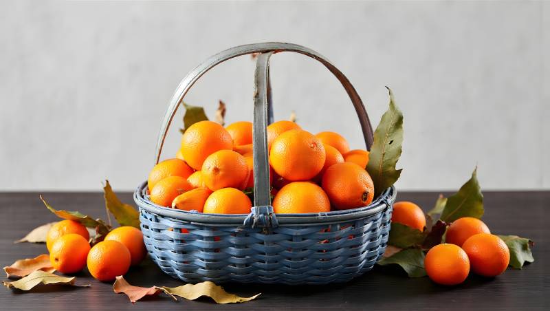 篮中金桔秋意浓图片
