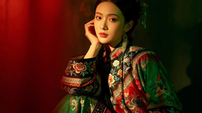 古装美人静思图图片