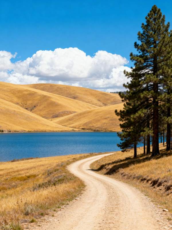 湖畔蜿蜒小径图片