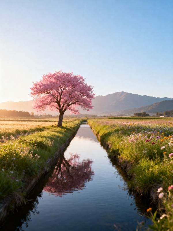 樱花映水 山野静美图片