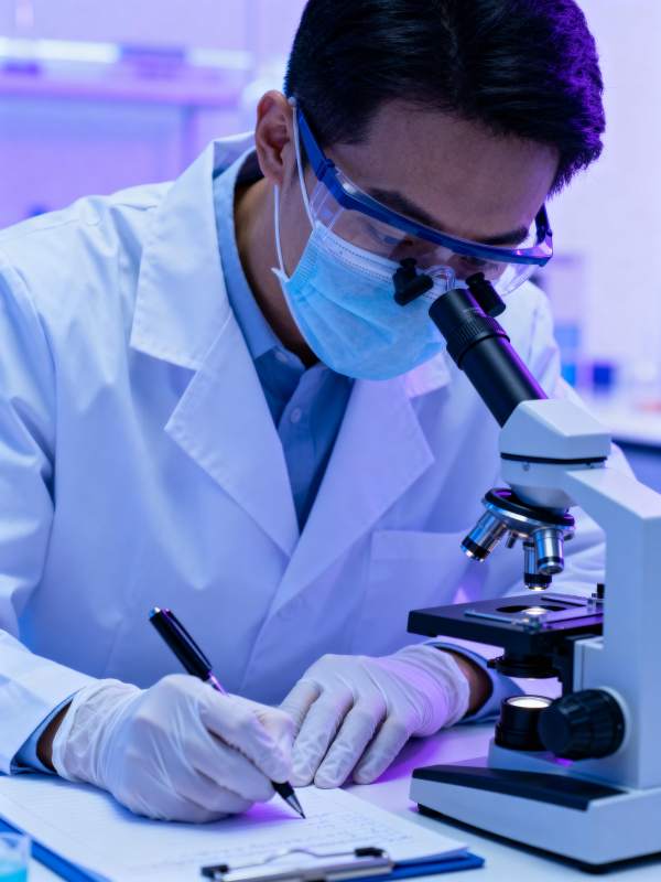 科学家显微镜下研究图片