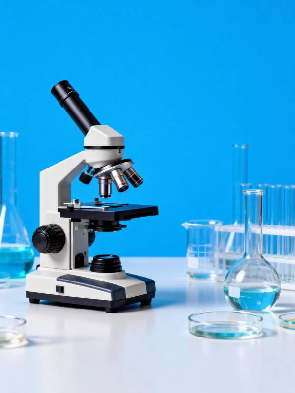 实验室显微镜特写图片