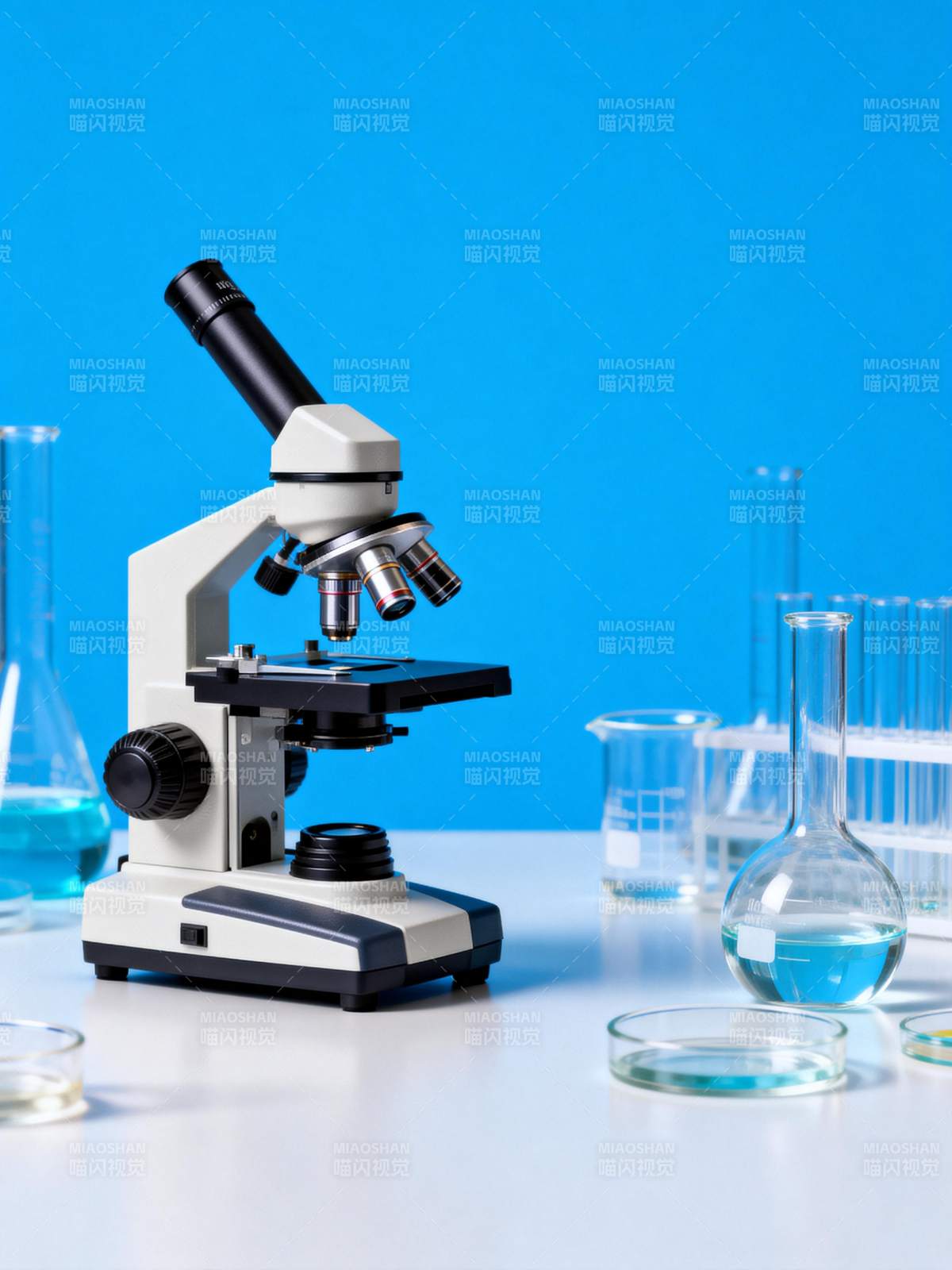 实验室显微镜特写图片