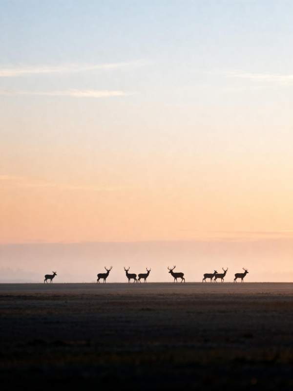 鹿群剪影日落时图片