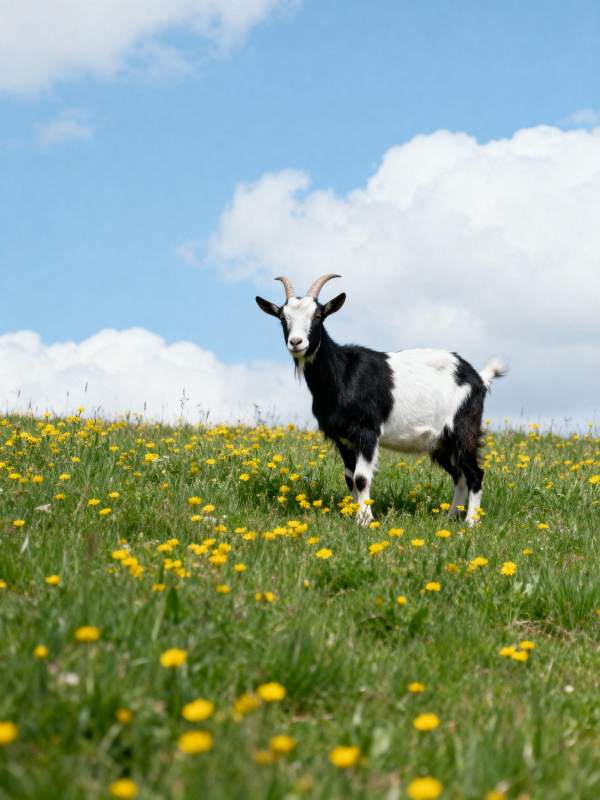 山羊在花田中图片