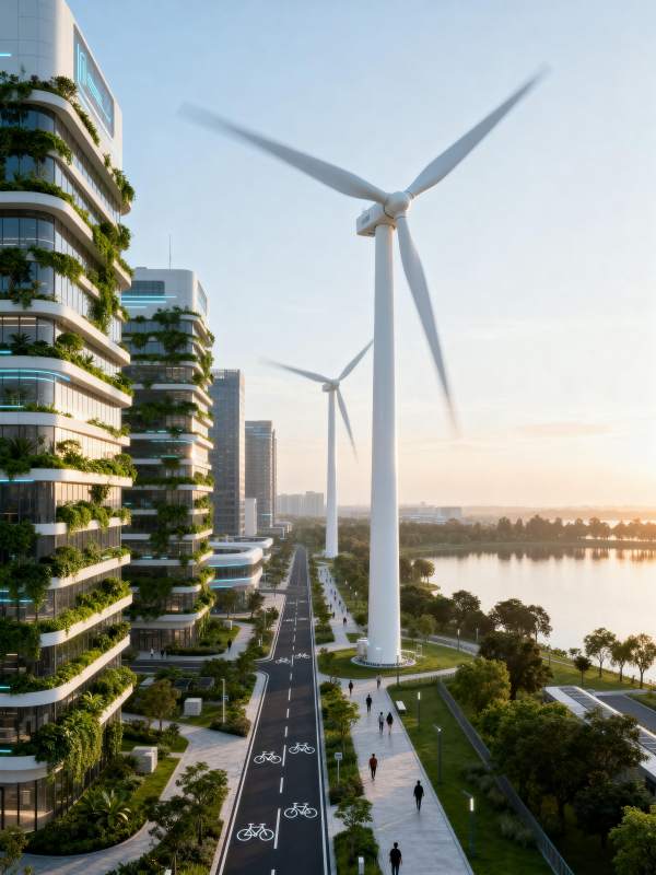 绿色城市风力发电图片