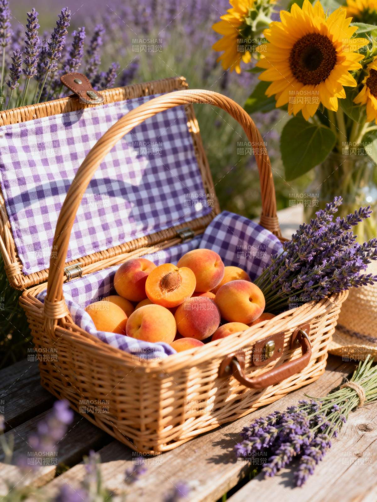 篮中桃香伴薰衣图片