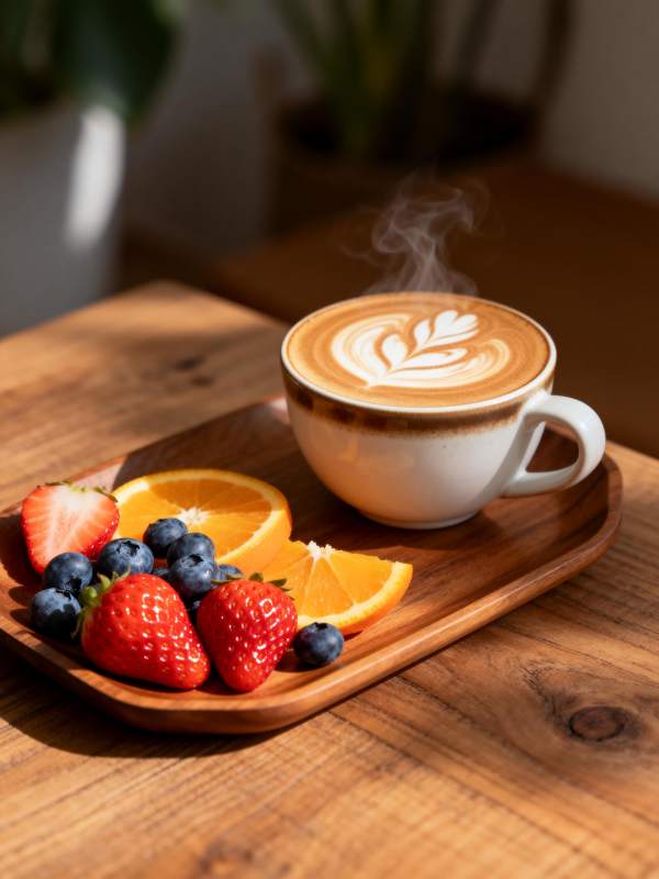 咖啡与水果的静谧时光图片