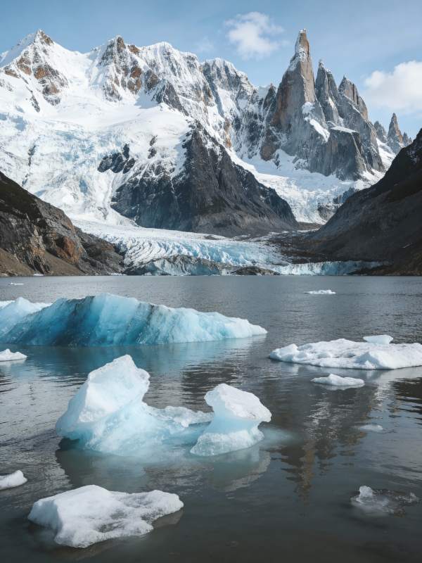 雪山冰湖奇景图片
