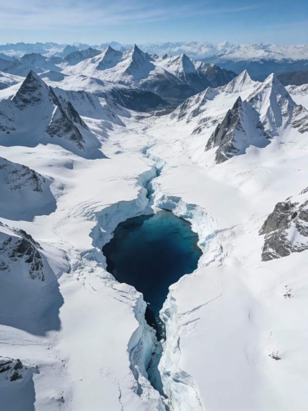雪山冰湖奇景图片