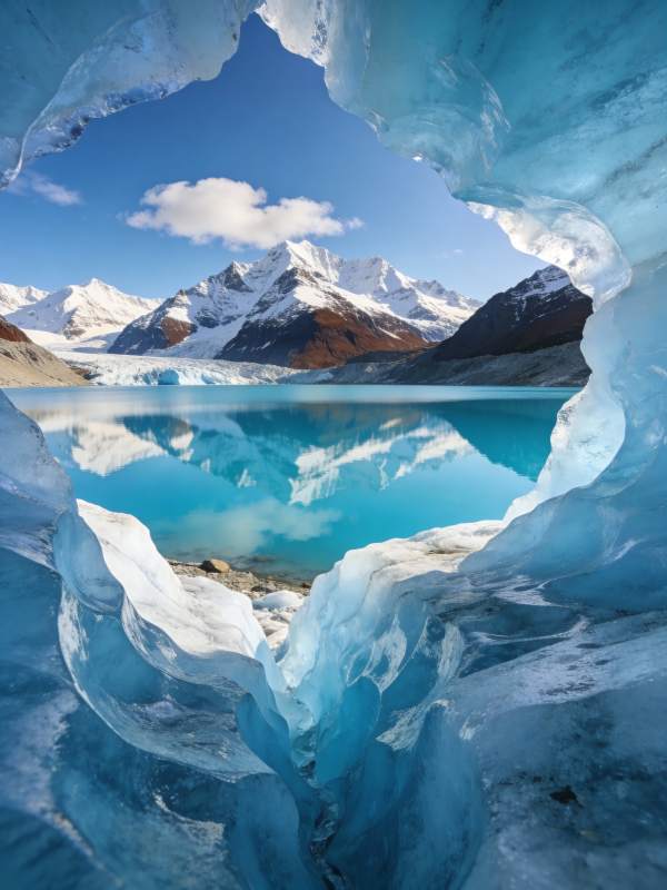 冰洞映雪山图片