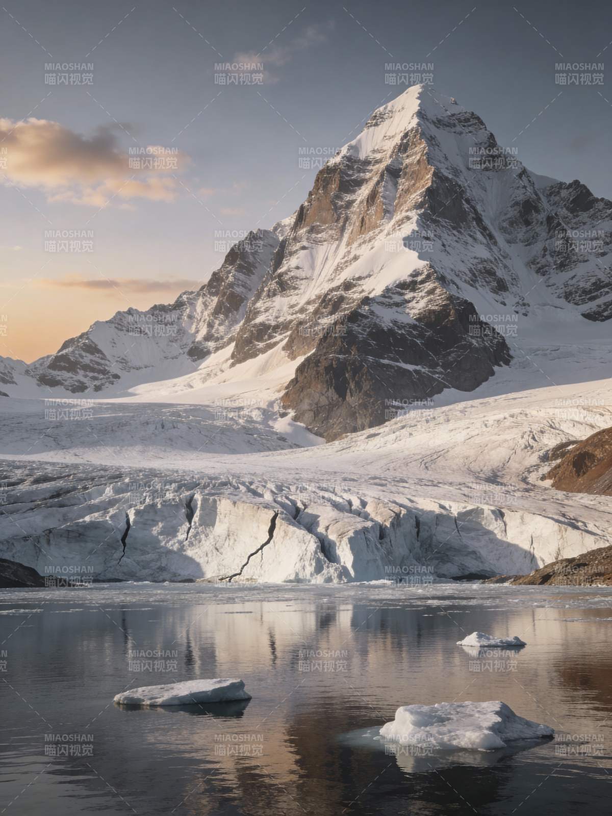 雪山倒影湖中图片