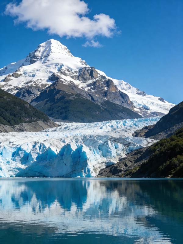 雪山冰川倒影湖图片