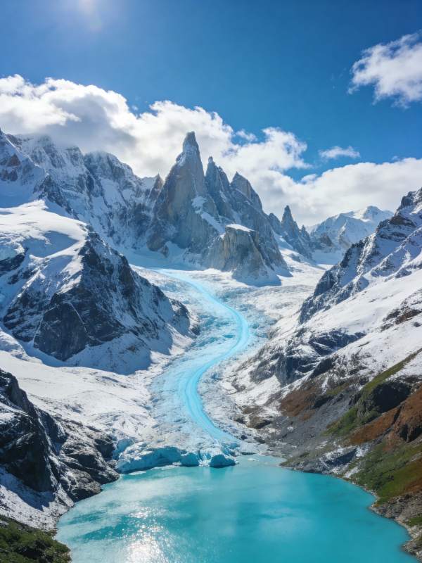冰川湖畔雪山奇景图片