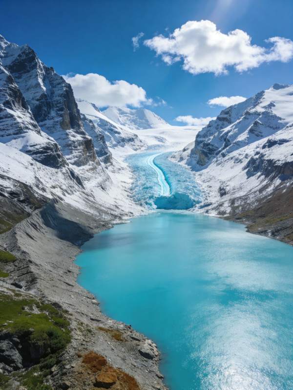 冰湖雪山奇景图片