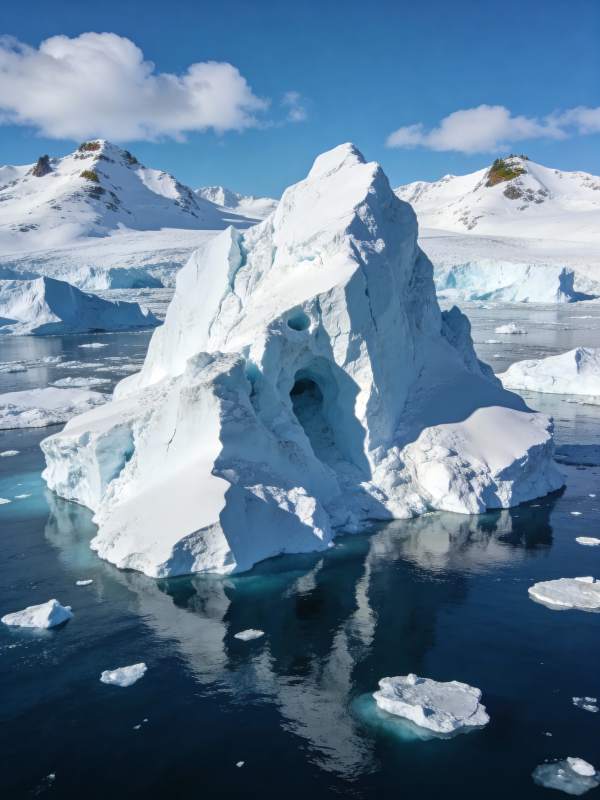 冰山倒影 雪山环绕图片