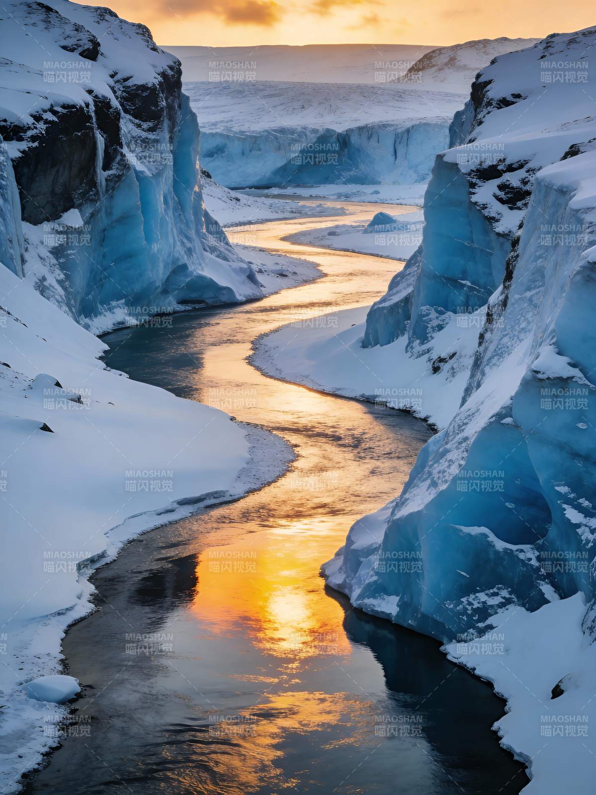 冰川夕照图片