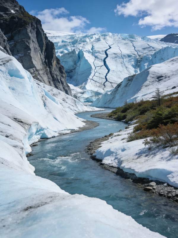 冰川溪流风光图片